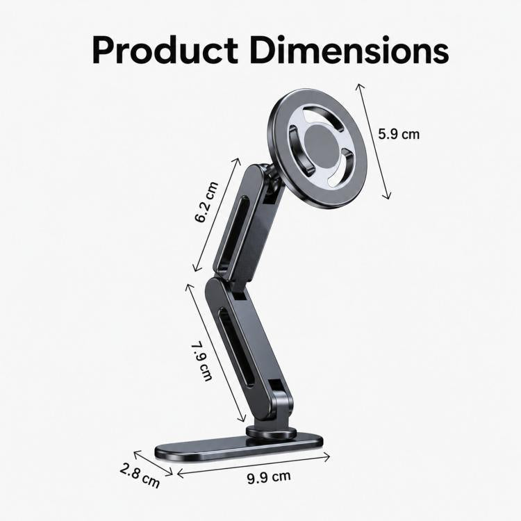Car Phone Mount with Elongated Base Double-Jointed Holder for Curved Dashboard, Ring Magnetic Head, Solid Magnetic Head, Base with 17mm Ball No Magnetic Head