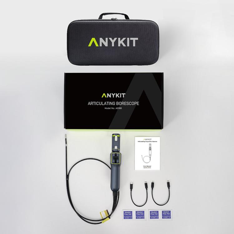ANYKIT AD100 360-Degree Rotatable Industrial Endoscope IP67 Waterproof HD Auto Repair Borescope, AD100