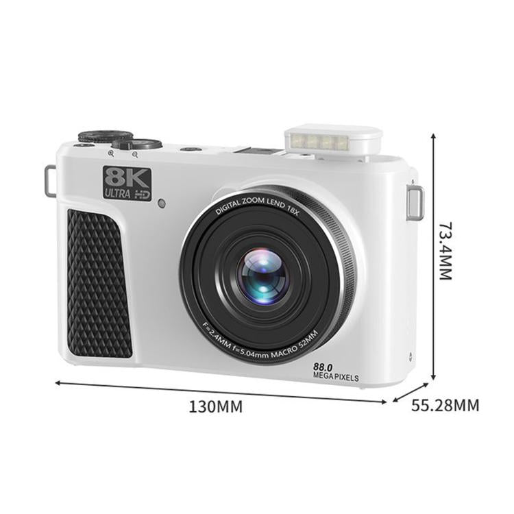 8K Digital Camera With 3.0 Inch IPS Screen 18X Zoom Auto Focus WiFi Micro Camera, White No Memory Card, Black No Memory Card, Pink No Memory Card, White 32GB Memory Card+USB Card Reader, Black 32GB Memory Card+USB Card Reader