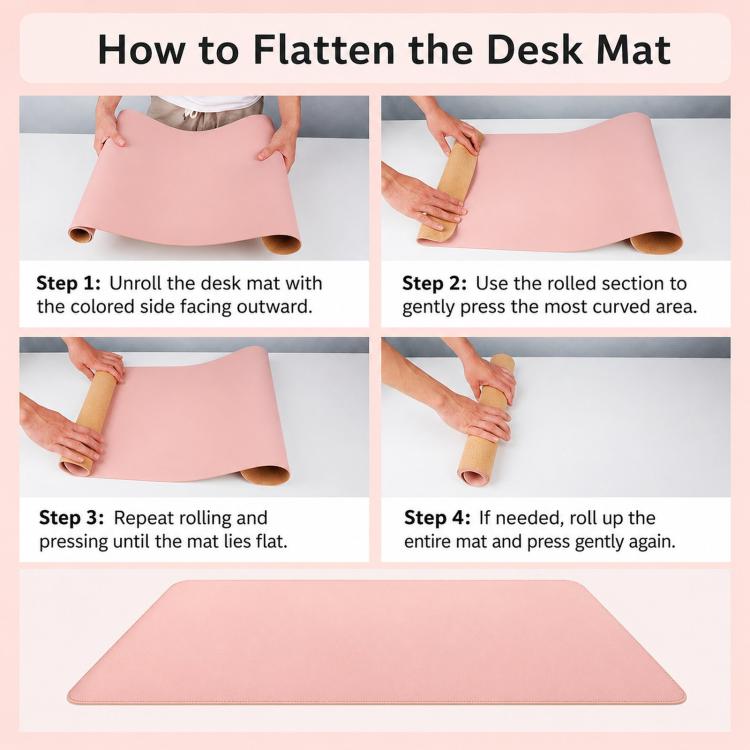 Crazy Horse Leather And Cork Desk Pad Stitched Edge Desk Mat With Matching Strap, 60x30cm, 70x35cm, 80x40cm, 90x45cm
