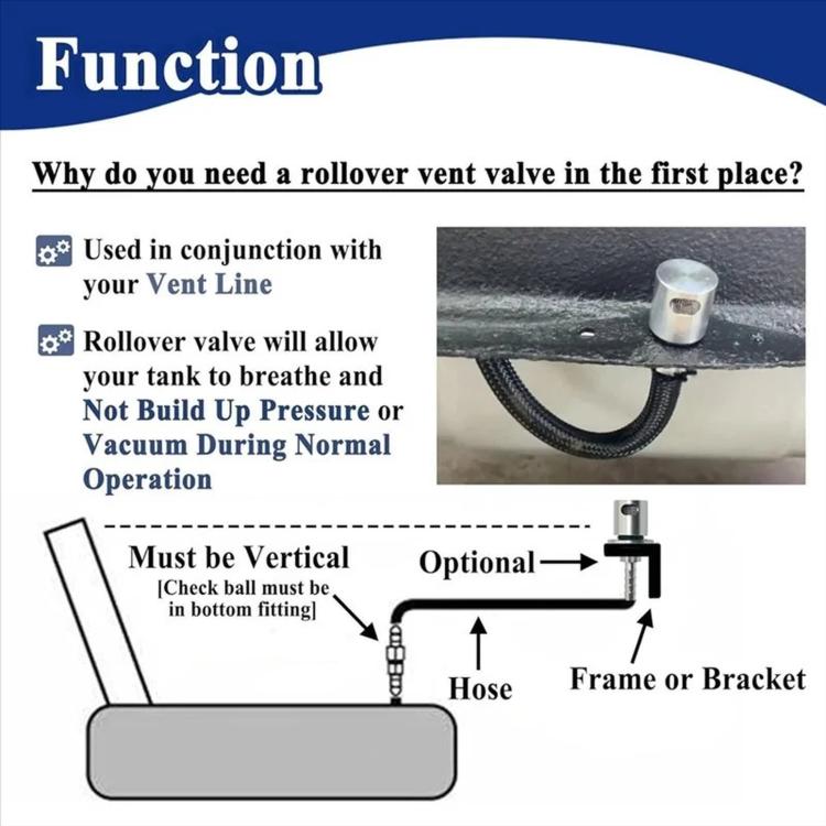 5/16-inch Remote-installed Exhaust Valve For Automotive Fuel Tanks, Silver, Silver + Bracket + Screws