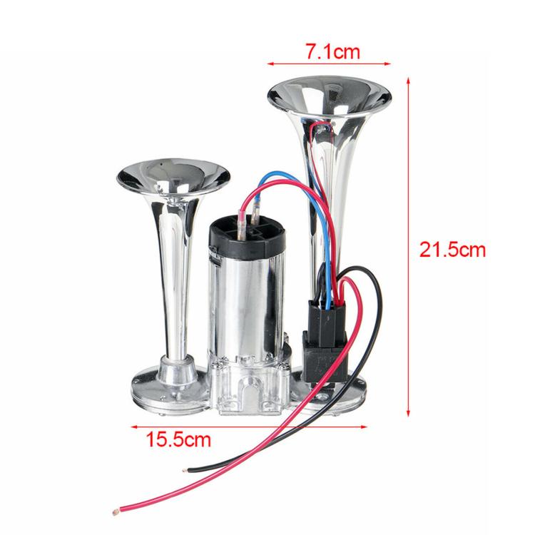 600DB Double-tube Metal Conjoined Electric Pump Car Horn With Relay, ST-1018S 24V