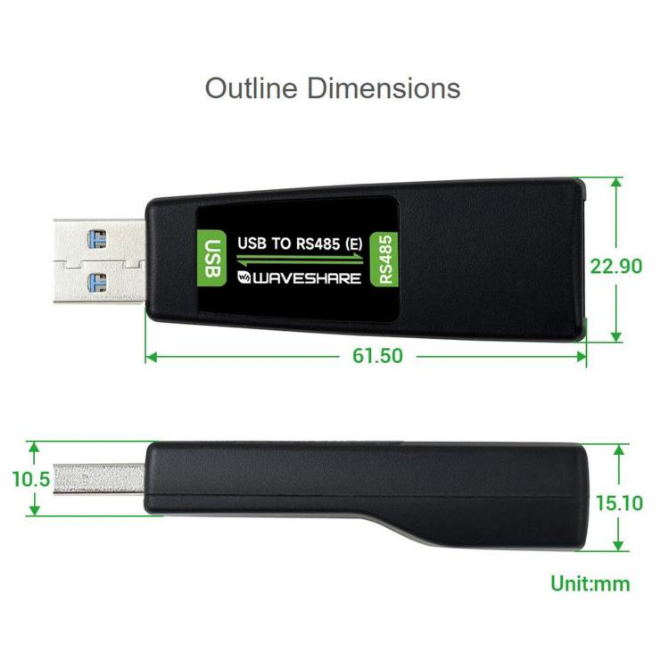 WAVESHARE USB To RS485 (E) Industrial-Grade Isolated Bidirectional Converter, Onboard FT232RNL Chip, Isolated RS485 Transceiver Circuit And RJ45 Port, 35226