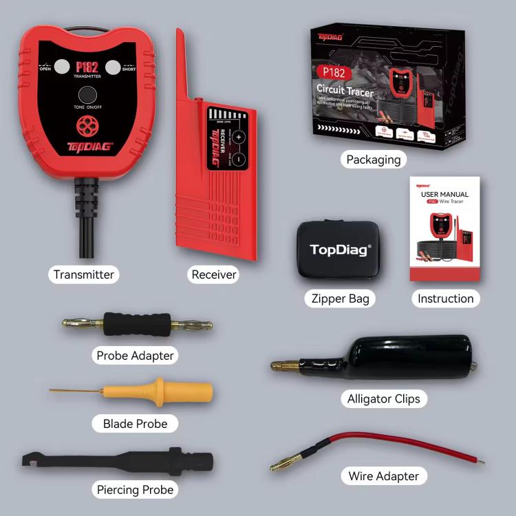 TopDiag P182 Automotive Short And Open Circuit Finder Circuit Tracer Tool For Car Truck Wire Breakpoint Locator With Probes