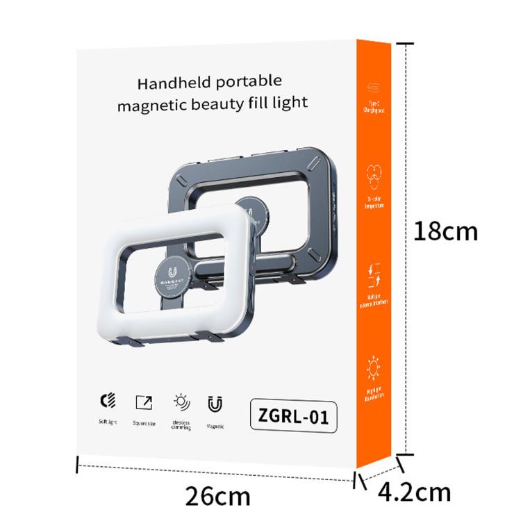Phone Video Rig Light Rechargeable Handheld Selfie Ring Light, ZGRL01 Three-Color Temperature