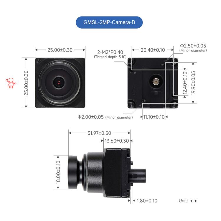 Waveshare 2MP GMSL Camera Module With 118.4-Degree Wide FOV Automotive-Grade Image Sensor, 35539