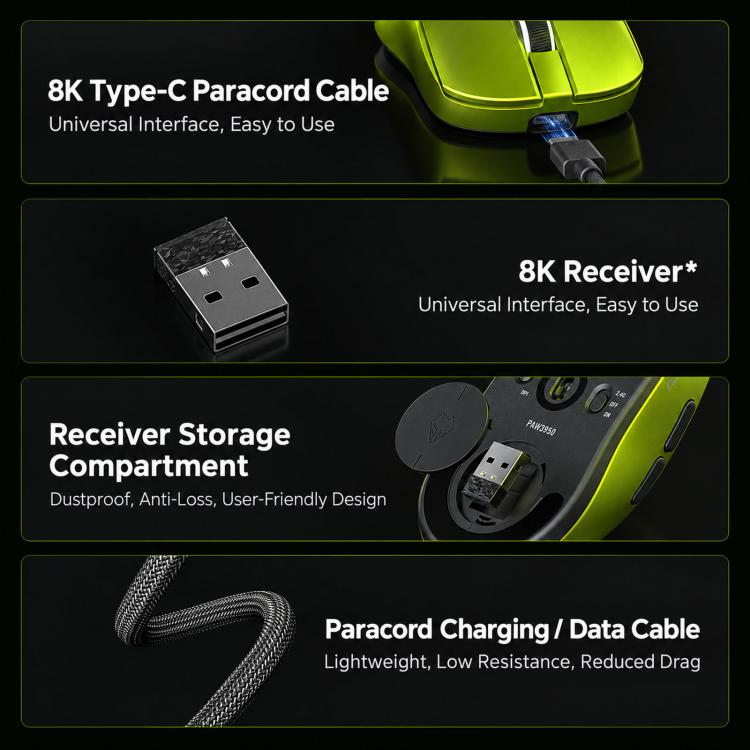 LANGTU Lightweight Tri-Mode Wireless Gaming Mouse, M9 500mAh Dual 1K Black Gold, M9Pro 800mAh Dual 8K Orange, M9Pro 800mAh Dual 8K Purple, M9Ultra 800mAh Dual 8K Green