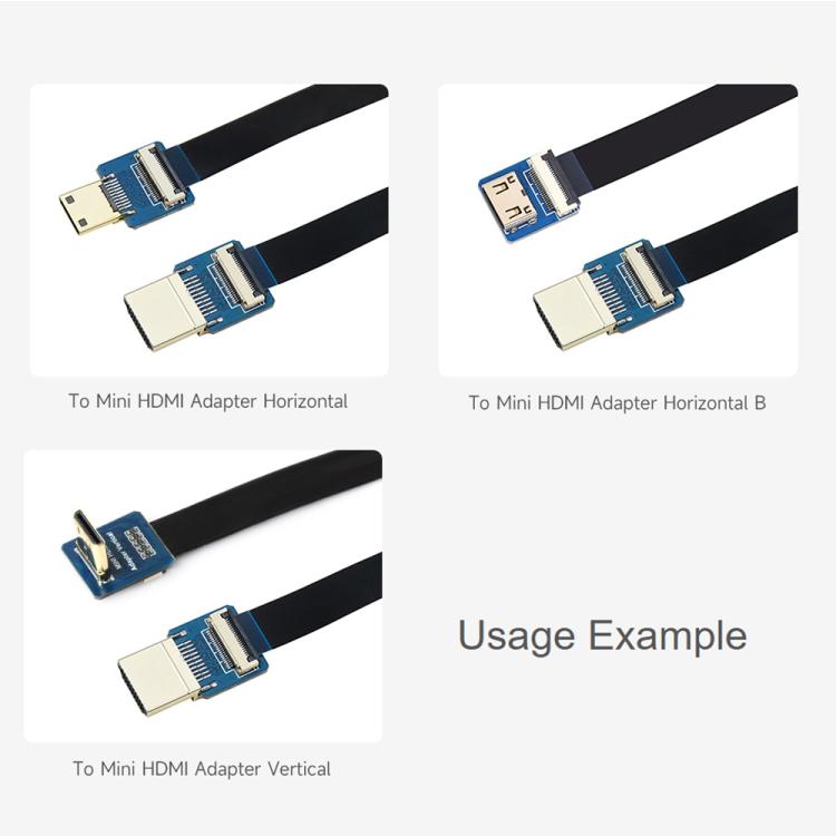 Waveshare Mini HDMI-Compatible Adapter For DIY HDMI-Compatible Cable, Vertical, Horizontal, Horizontal B