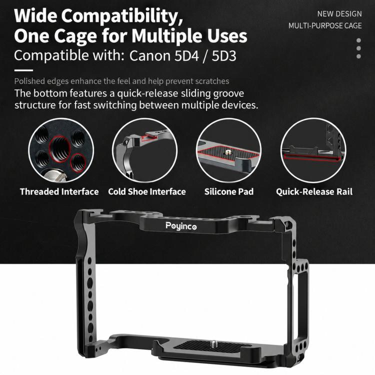 Poyinco Protective Camera Cage / Expansion Frame For Canon EOS 5D Mark II / EOS 5D Mark III / EOS 5D Mark IV / EOS 6D Mark II