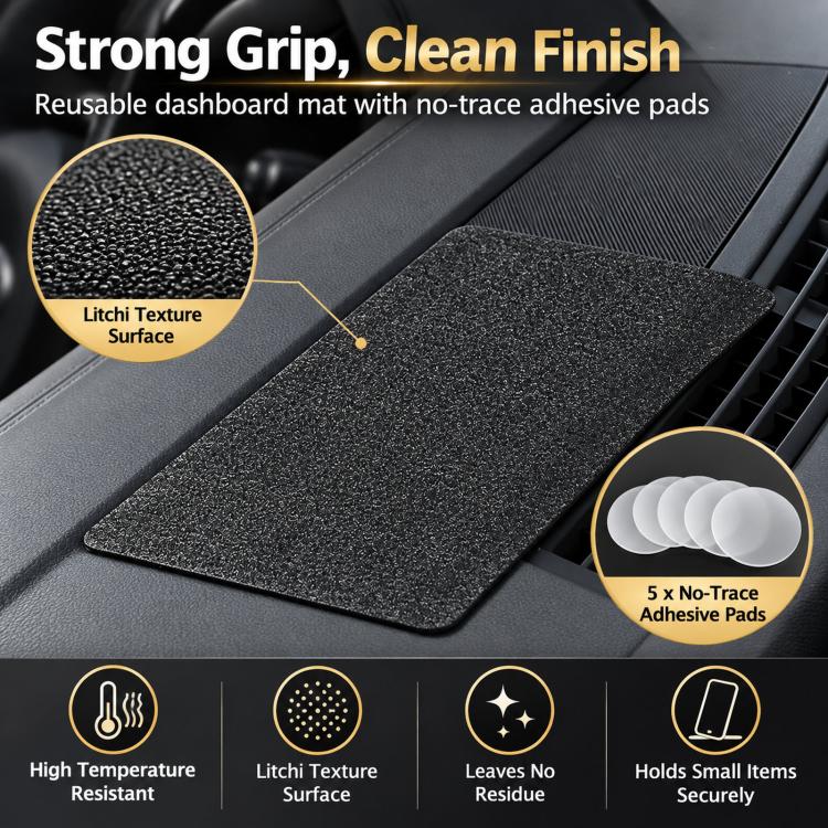 Leather-Grain Texture High-Temperature Resistant Anti-Slip Dashboard Mat, 18x13cm, 27x15cm, 40x20cm