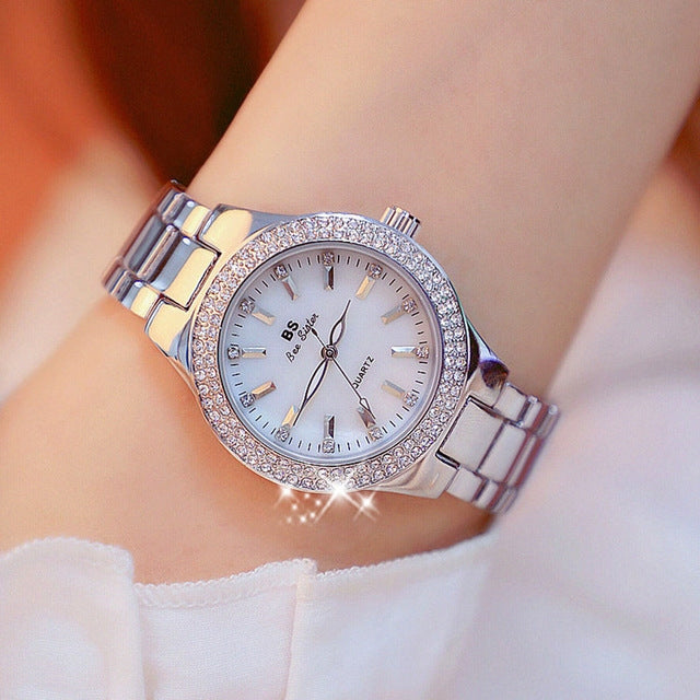 BS beesister FA1258 Women Round Case Diamond Alloy Strap Watch