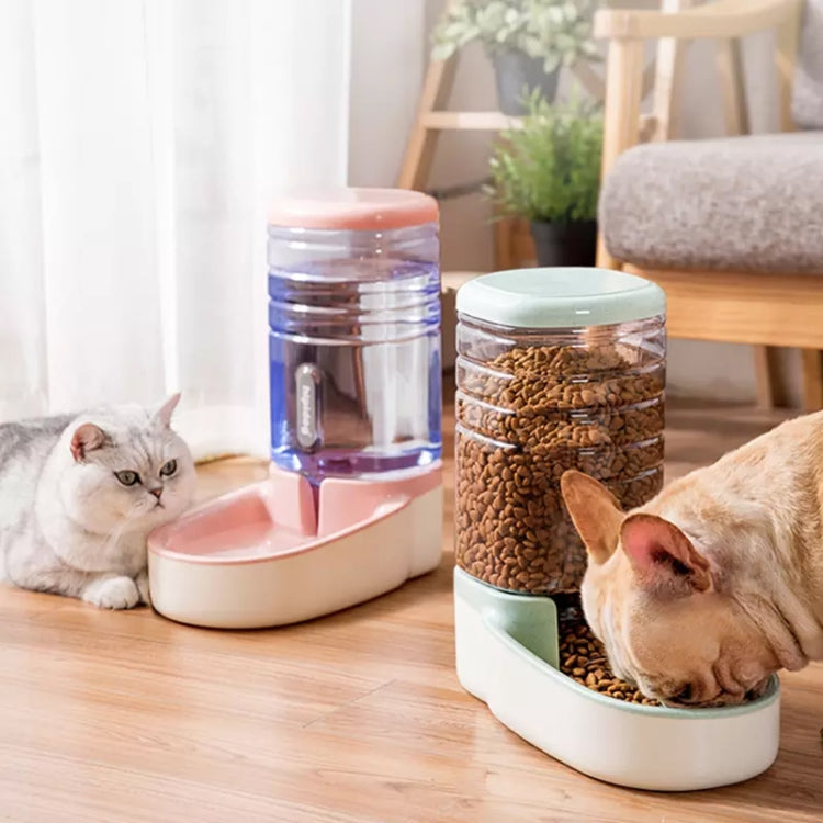 3.8L Grain Storage Bucket Cat Automatic Pet Feeder Water Dispenser, Drinking Fountain