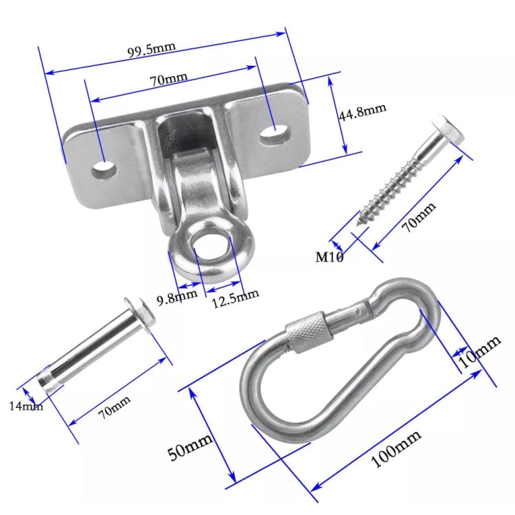 304 Stainless Steel Sandbag Buckle Ring Swing Fixed Holder, with Nut Carabiner, with Nut Carabiner