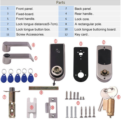 Password + Key + Sensor Card Zinc Alloy Red Bronze Electronic Door Lock Touch Screen Electronic Code Lock, OS8818-QGT Bronze