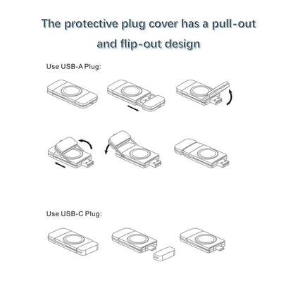 U8S USB / Type-C Magnetic Wireless Charger Fast Charger for Samsung Watch 3 / 4, 4 Classic, Active 1 / 2