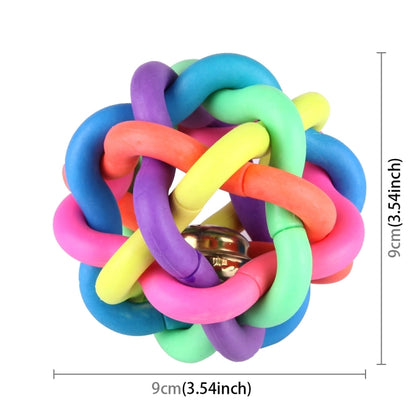 Fun Colorful Weave Style Bell Ball Pet Toy, Size: L (9*9*9cm), Size: L (9*9*9cm)