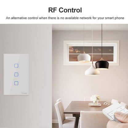 Sonoff T2 Touch 120mm Tempered Glass Panel Wall Switch Smart Home Light Touch Switch, Compatible with Alexa and Google Home, AC 100V-240V, US Plug, 120mm/ 1 US Plug