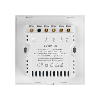 Sonoff T2 Touch 86mm Tempered Glass Panel Wall Switch Smart Home Light Touch Switch, Compatible with Alexa and Google Home, AC 100V-240V, UK Plug, 86mm/ 3 UK Plug
