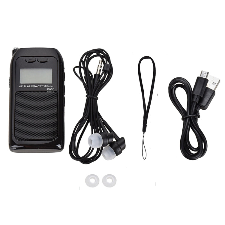 K-605 Portable FM / AM / SW Full Band Stereo Radio, Support TF Card