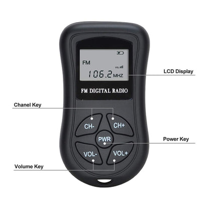 HRD-107 DSP Digital Display Portable Stereo FM Radio with Headset