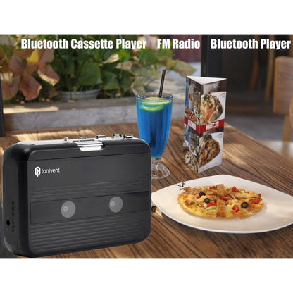 Tonivent TON007B Portable Bluetooth Tape Cassette Player, Support FM / Bluetooth Input and Output, TON007B, TON007T