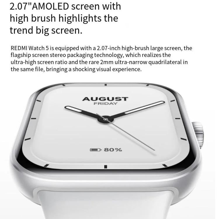 Original Xiaomi REDMI Watch 5 Bluetooth Version, 2.07 inch AMOLED Screen 5ATM Waterproof, Support Heart Rate / Blood Oxygen Monitor