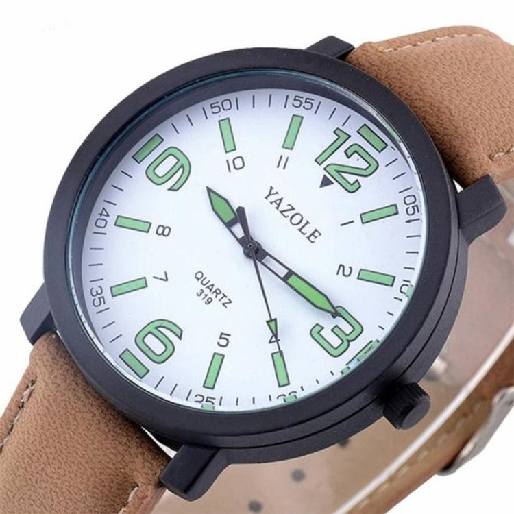 319 YAZOLE Men Fashion Luminous Business Leather Band Quartz Wrist Watch