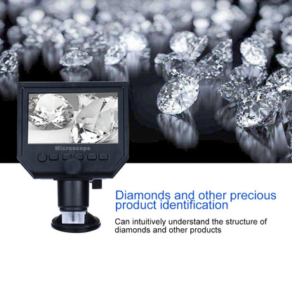G600 600X 3.6MP 4.3 inch HD LCD Display USB Charging Portable Digital Microscope with LED Light, Support Micro SD Card(64GB Max), US Plug, AC 100-240V, US Plug