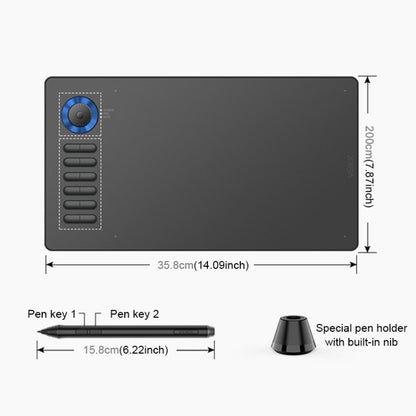 VEIKK A15PRO 10x6 inch 5080 LPI Type-C Interface Smart Touch Electronic Graphic Tablet
