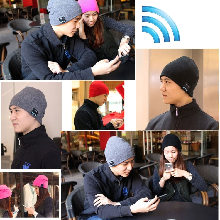 Square Textured Knitted Bluetooth Headset Warm Winter Hat with Mic for Boy & Girl & Adults