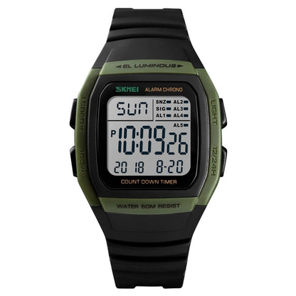 SKMEI 1278 Fashionable Outdoor 50m Waterproof Digital Watch Student Sports Wrist Watch Support 5 Group Alarm Clocks