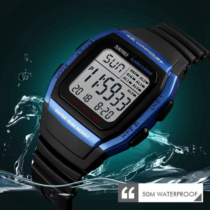 SKMEI 1278 Fashionable Outdoor 50m Waterproof Digital Watch Student Sports Wrist Watch Support 5 Group Alarm Clocks