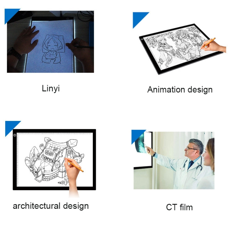 A3 8W 5V LED USB Stepless Dimming Acrylic Scale Copy Boards Anime Sketch Drawing Sketchpad with USB Cable & Power Adapter, Stepless Dimming with USB Cable & Power Adapter