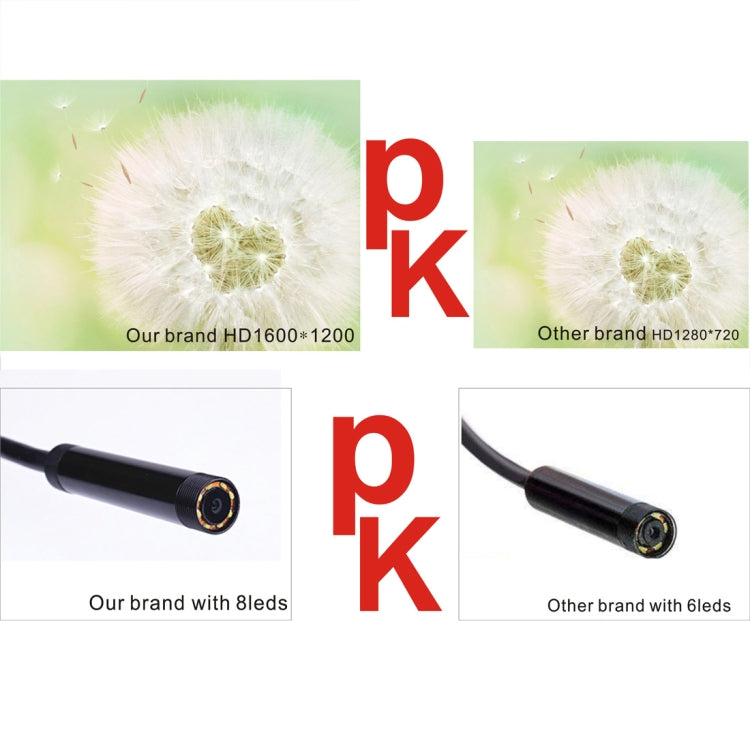 YPC110 8mm 2.0MP HD Camera WiFi Endoscope Snake Tube Inspection Camera with 8 LED, Waterproof IP68, Lens Diameter: 8mm, Length: 10m, Hard Line, 10m Hard Line
