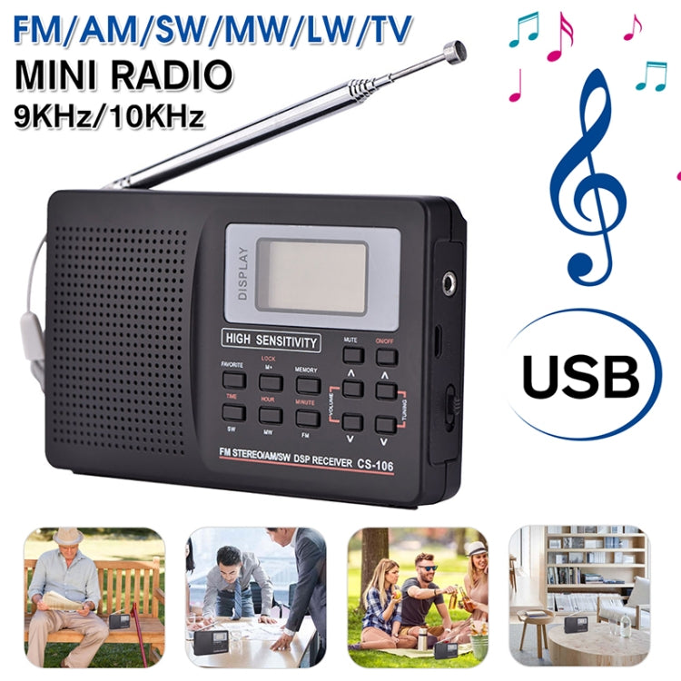 CS-106 10KHZ Multifunctional Full Band Digital Demodulation Stereo Radio Receiver, 10KHZ