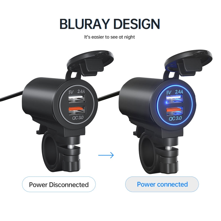 ZH-723F5 Car / Motorcycle QC3.0 Cell Phone Fast Charging Dual USB Car Charger