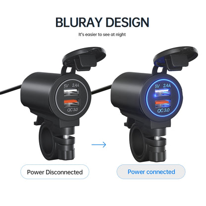 ZH-723F5 Car / Motorcycle QC3.0 Cell Phone Fast Charging Dual USB Car Charger