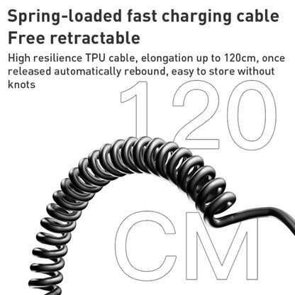Yesido Y58 60W PD + QC3.0 Dual Port Car Fast Charger with USB-C / Type-C + 8 Pin Spring Cable, Y58