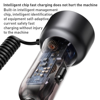 Yesido Y58 60W PD + QC3.0 Dual Port Car Fast Charger with USB-C / Type-C + 8 Pin Spring Cable, Y58