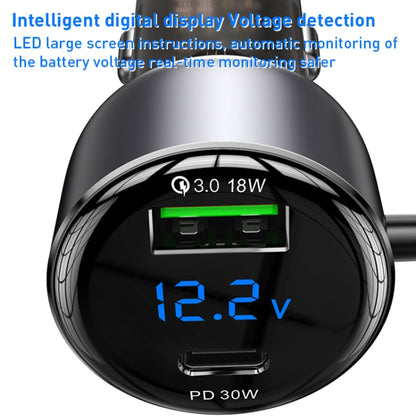 Yesido Y58 60W PD + QC3.0 Dual Port Car Fast Charger with USB-C / Type-C + 8 Pin Spring Cable, Y58