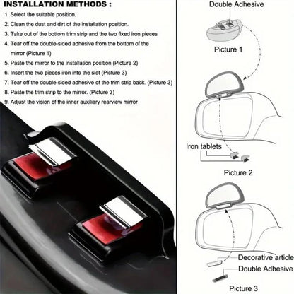 3R-091 Car Blind Spot Left Rear View Wide Angle Adjustable Mirror, 3R-091 (Black), 3R-091