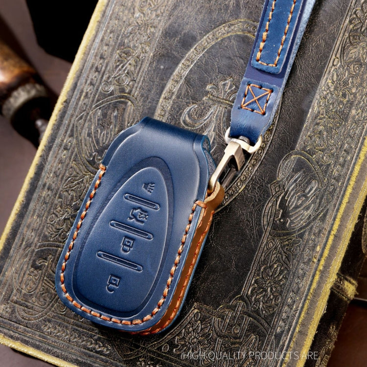 For Chevrolet 4-button Hallmo Car Cowhide Leather Key Protective Cover Key Case, C113