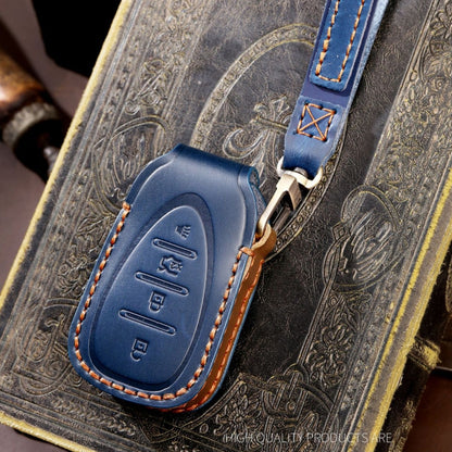 For Chevrolet 4-button Hallmo Car Cowhide Leather Key Protective Cover Key Case, C113