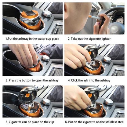 N12E Car Creative Ashtray Solar Power With Light And Cover With Cigarette Liighter