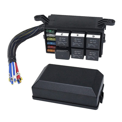 24V 5 Pin Car 6 Slots Waterproof Relay Fuse Box with Cable, 24V