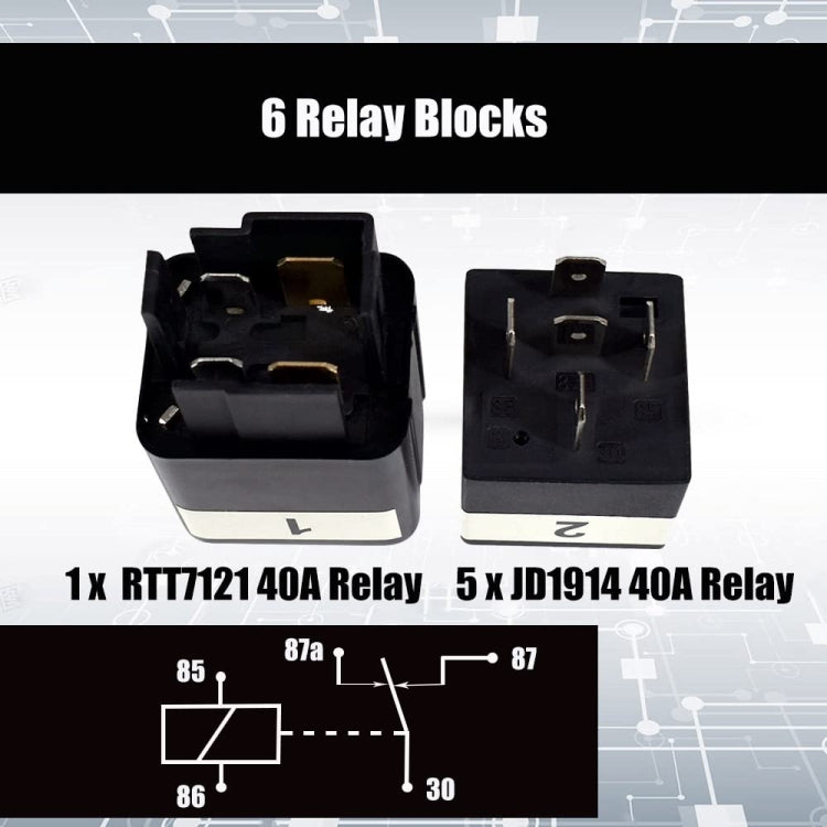 24V 5 Pin Car 6 Slots Waterproof Relay Fuse Box with Cable, 24V