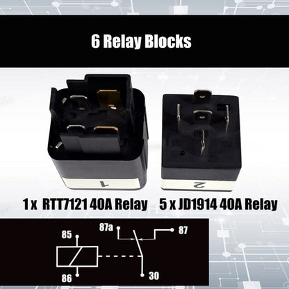 24V 5 Pin Car 6 Slots Waterproof Relay Fuse Box with Cable, 24V