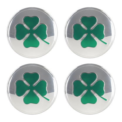 4 in 1 Car Four Leaf Clover Pattern Wheel Hub Decorative Sticker Silver, Diameter: 5.8cm, Four Leaf Clover Pattern Silver