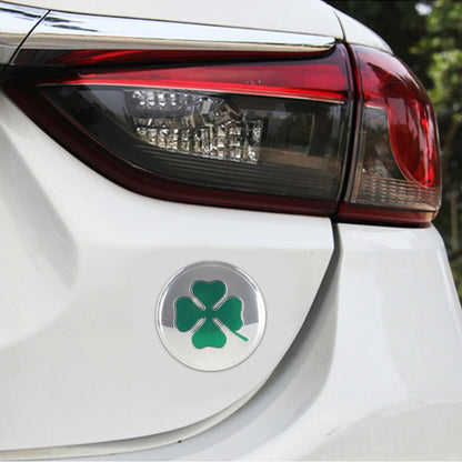 4 in 1 Car Four Leaf Clover Pattern Wheel Hub Decorative Sticker Silver, Diameter: 5.8cm, Four Leaf Clover Pattern Silver
