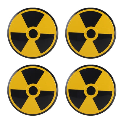 4 in 1 Car Wheel Hub Decorative Sticker, Diameter: 5.8cm, Black + Yellow